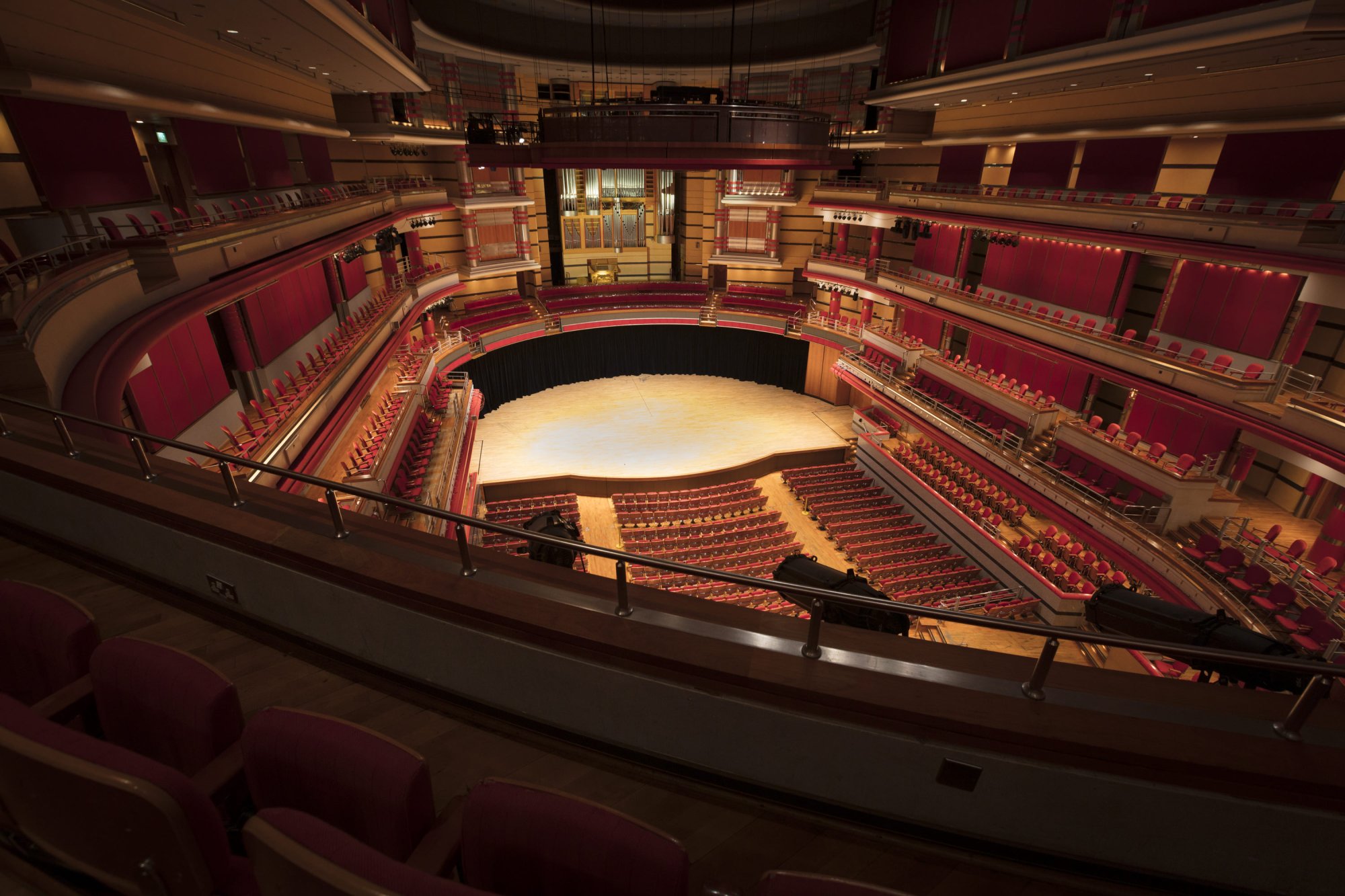 The view of the stage from the seat.