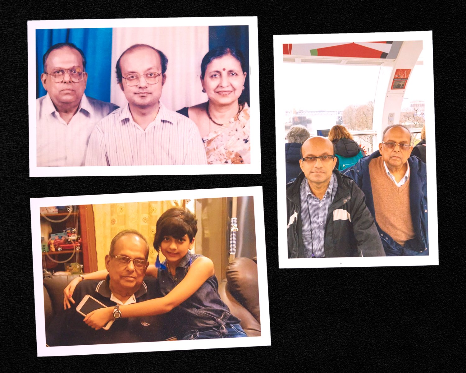 A collection of photographs, preserving memories of his father and mother, a visit to the London Eye, and his father receiving a hug from his great niece.